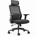 Ergonomische bureaustoel met hoofdsteun en verstelbare armleuningen, zwart, 64 x 64 x 120-130 cm
