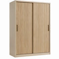 Beige/lichtbruine schuifdeurkast van MDF met reliëf, 100 x 45 x 180 cm