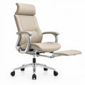 Ergonomische bureaustoel met voetensteun van beige PU-kunstleer, 66 x 70 x 118-128 cm