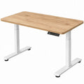 Elektrisch hoogteverstelbaar bureau 120 x 60 cm met eikenkleurig blad en wit onderstel