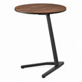 Ronde bijzettafel Ø 45 x 60 cm walnootbruin met zwart stalen C-onderstel