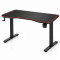 In hoogte verstelbaar bureau 140 x 60 cm zwart/rood met MDF-werkblad en stalen onderstel