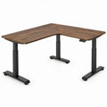 Elektrisch verstelbaar L-vormig bureau 160 x 120 cm – Walnootkleurig/Zwart