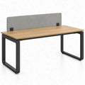 Computerbureau met privacy scherm, 120 x 60 x 75 cm, eikenkleurig/grijs/zwart