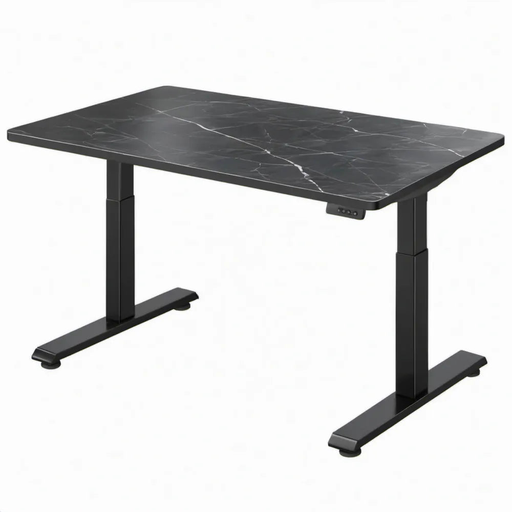 Elektrisch verstelbaar bureau 120 x 60 cm zwart met wit marmerpatroon