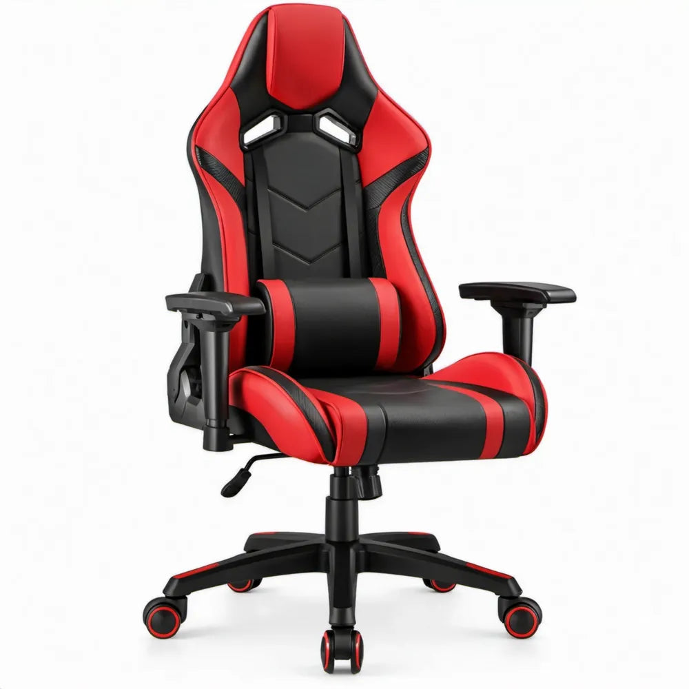 Verstelbare gamingstoel rood/zwart van PU-kunstleer, 68 x 68 x 112-122 cm
