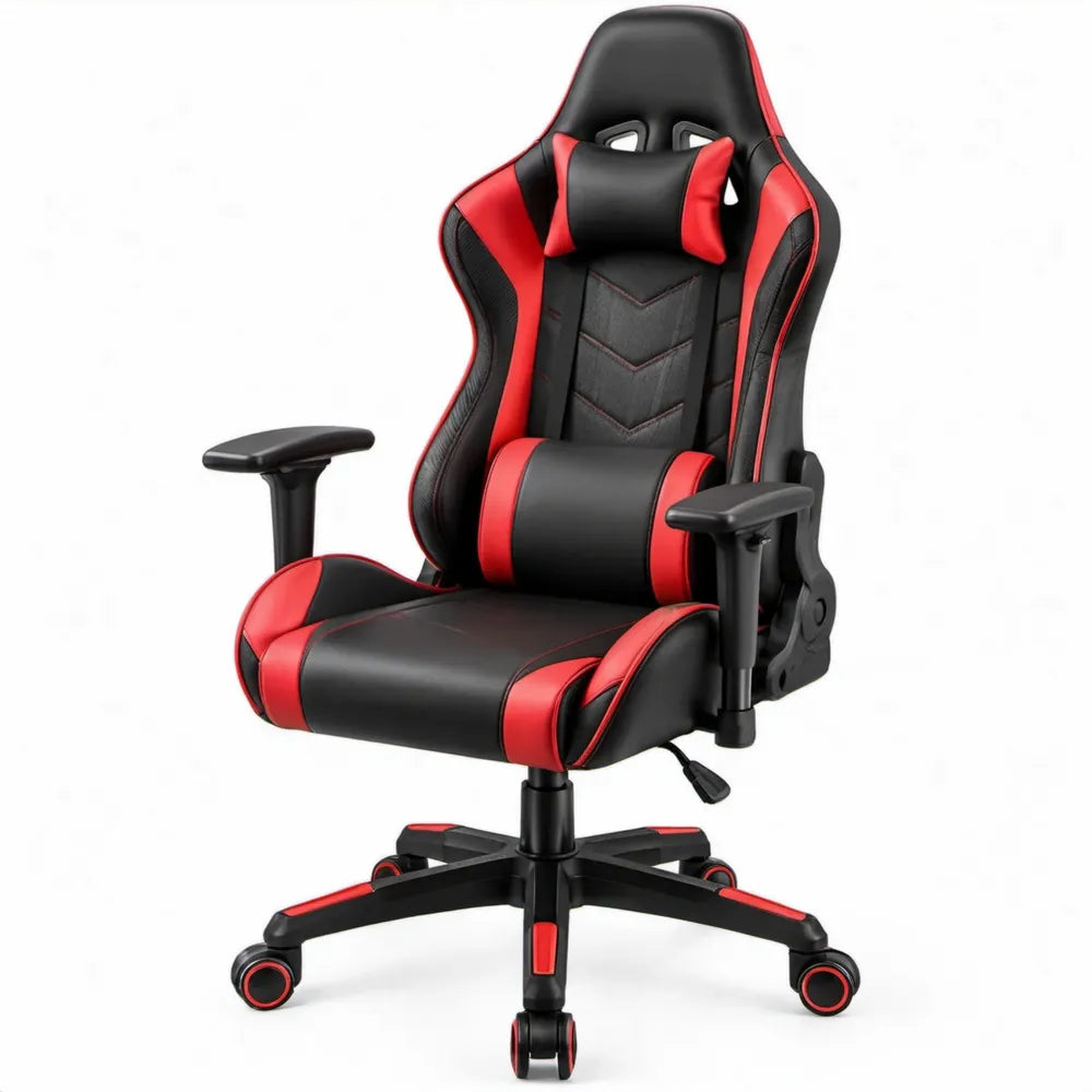 Gamingstoel met hoge rugleuning, verstelbaar, zwart/rood, 65 x 65 x 125-135 cm