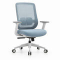 Ergonomische draaibare bureaustoel met netrug, armleuningen en wielen – Lichtblauw/Wit/Grijs – 63 x 63 x 98-108 cm