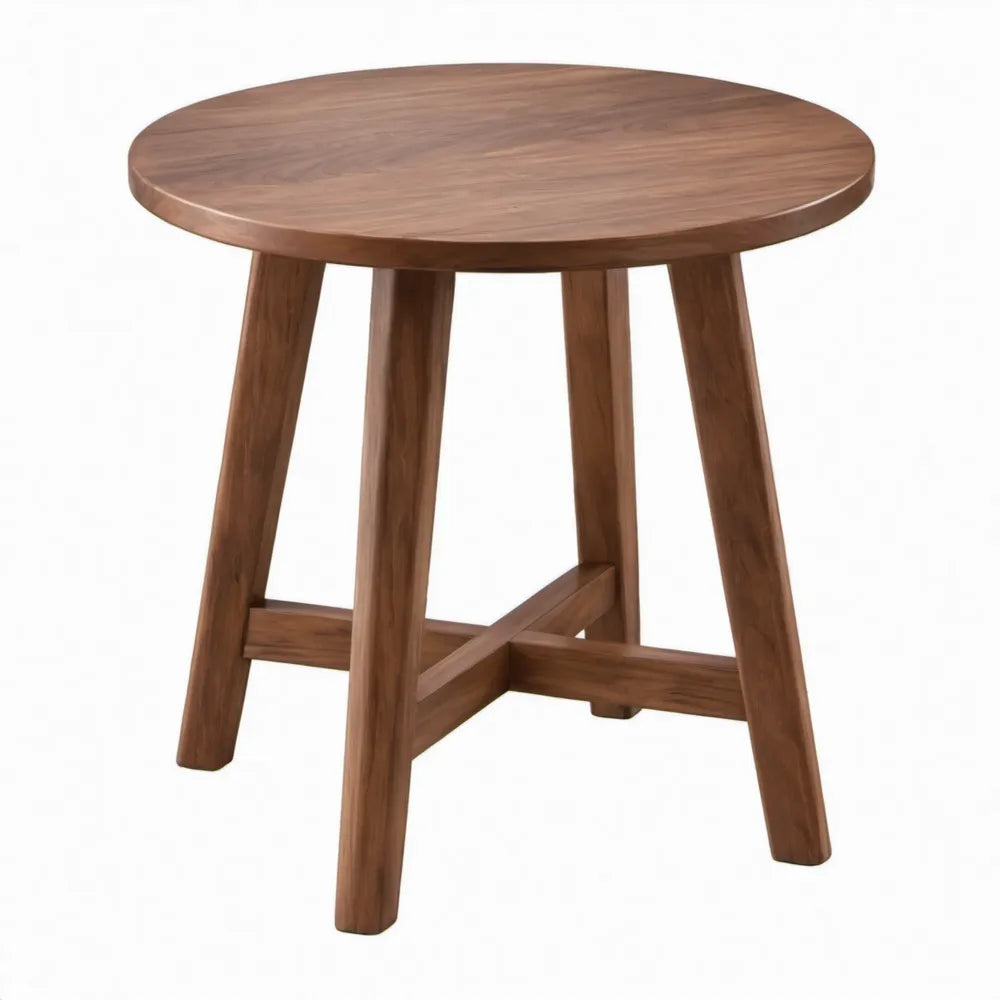 Ronde bijzettafel van massief walnoothout, walnootbruin, Ø45 x H45 cm