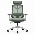 Ergonomische bureaustoel met hoofdsteun en lendensteun, groen/grijs, 66 x 66 x 114-124 cm