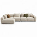 Modulaire hoekbank met linker chaise longue 320 x 160 x 82 cm in crèmekleurige bouclé polyester