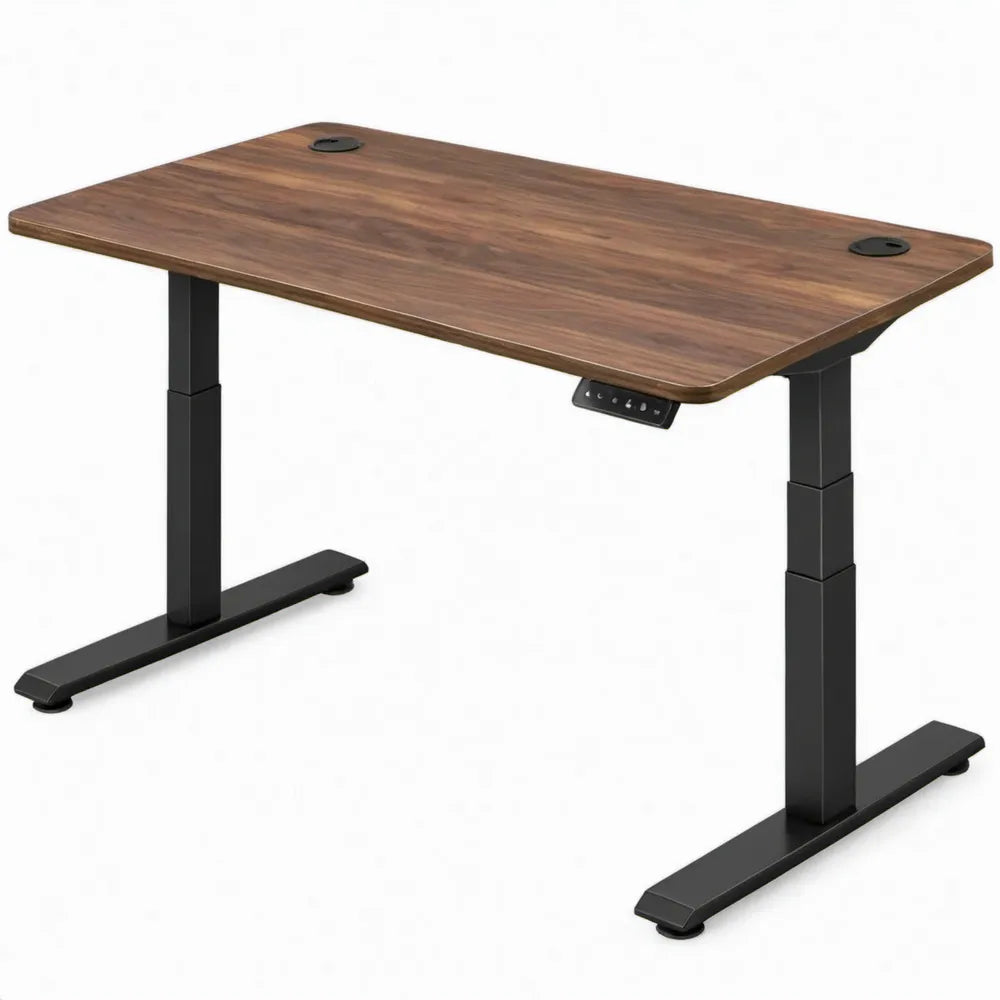 Elektrisch verstelbaar zit-sta-bureau 120 x 60 cm walnootbruin/zwart